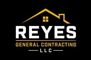 Reyes General Contracting LLC logo with yellow house icon and white text on black background