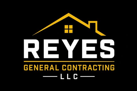 Reyes General Contracting LLC logo with yellow house icon and white text on black background
